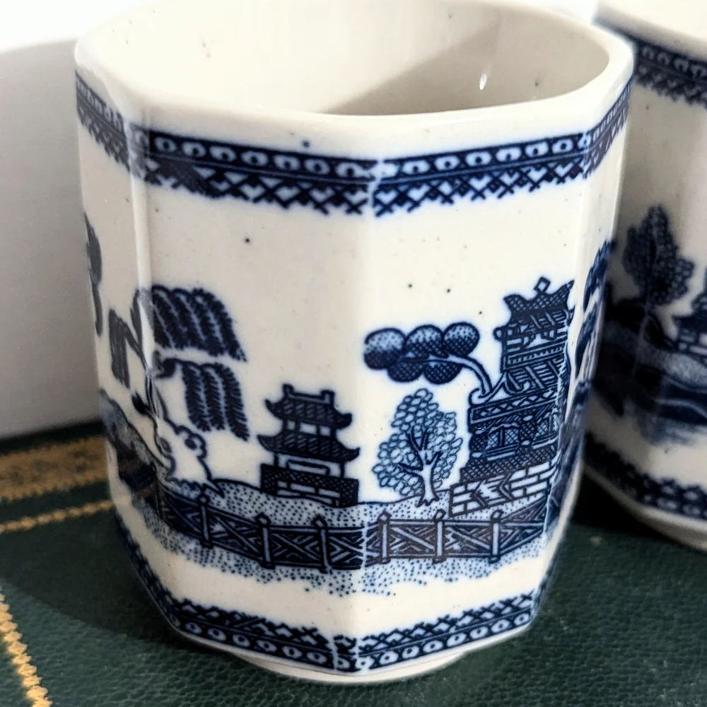 Set of 2 Pier 1 Japanese Tea Cups Pier 1 Willow Tea Cups Pier 1 Japanese Willow